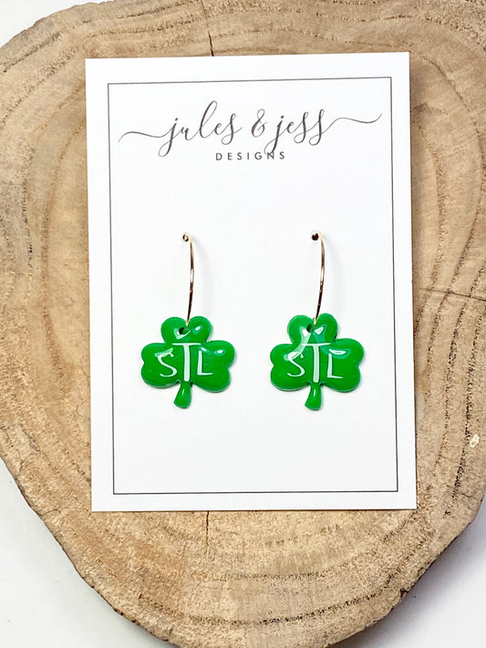 Green STL Shamrock Hoops