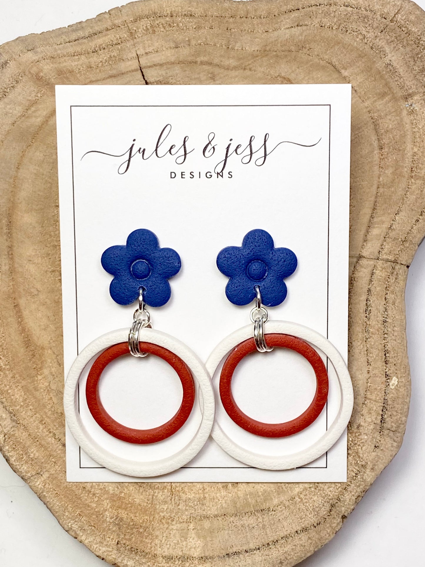 Red, White, and Blue flower hoops