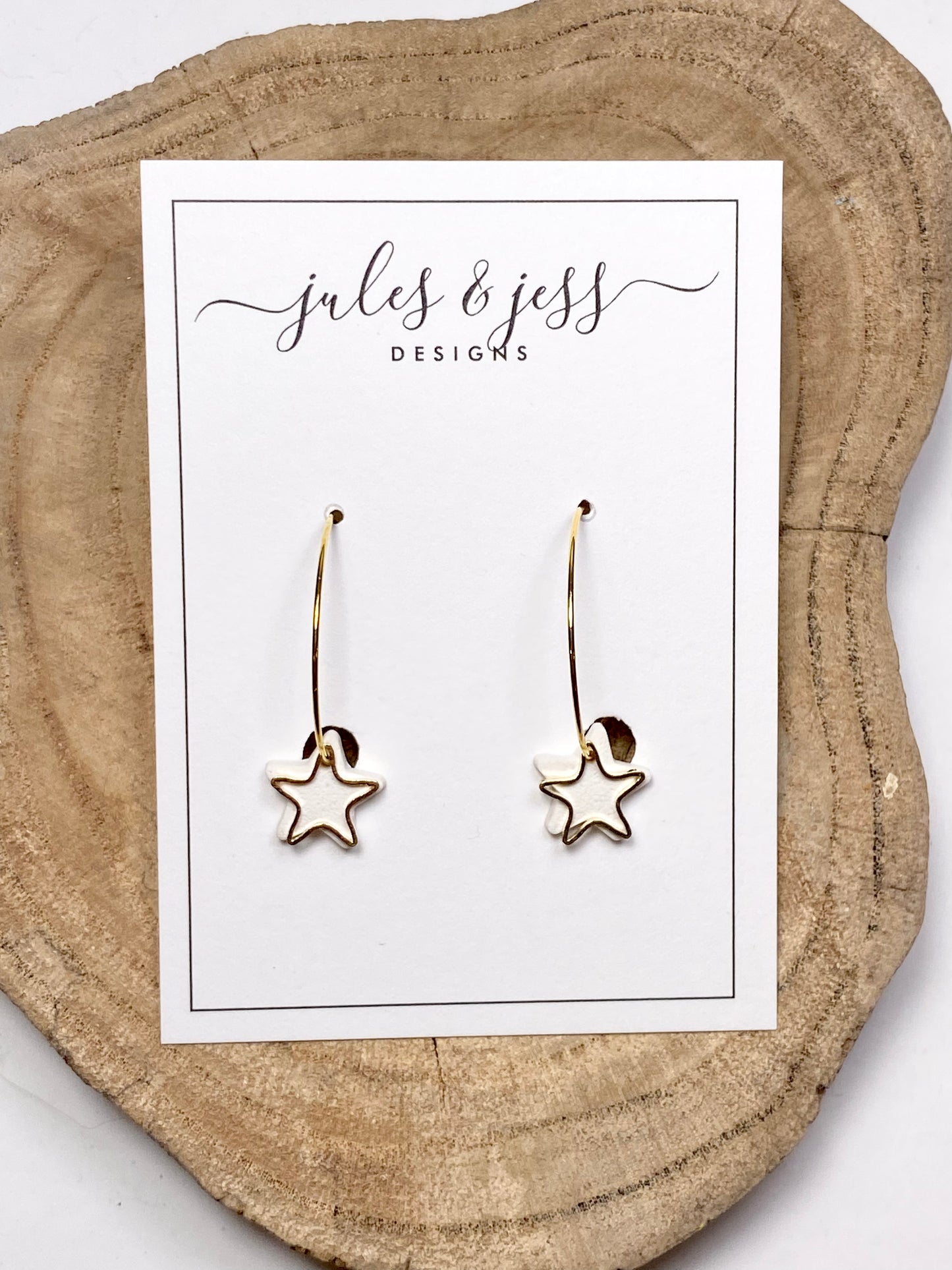 Small Star hoops with gold Star