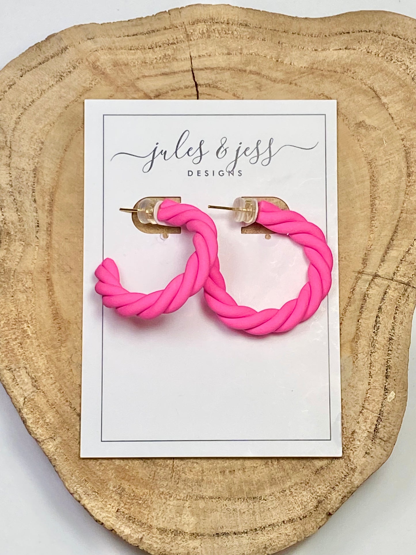 Hot Pink Twist Hoop