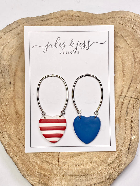 Red, White & Blue Heart Drops